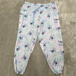 Disney Lilo & Stitch Blue Tropical Floral Jogger Pajama Pants Size 3X( 22W/24W)